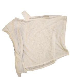 Halston Ivory Cut Out Shoulder Draped Tunic Sz‎ Medium